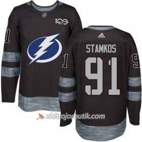 Män Ishockey Tampa Bay Lightning Tröja Steven Stamkos 91 1917-2017 100th Anniversary Adidas Svart Authentic
